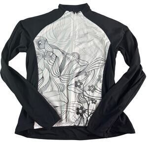 Sugoi Cycling Jersey Women’s Large Black White Floral 1/2 Zip Bike Top Pockets